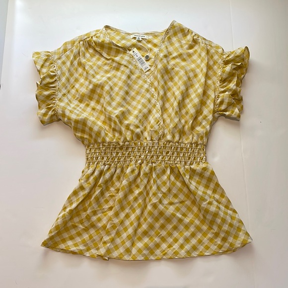 Max Studio Ruffle Gingham Print Top - Picture 4 of 5